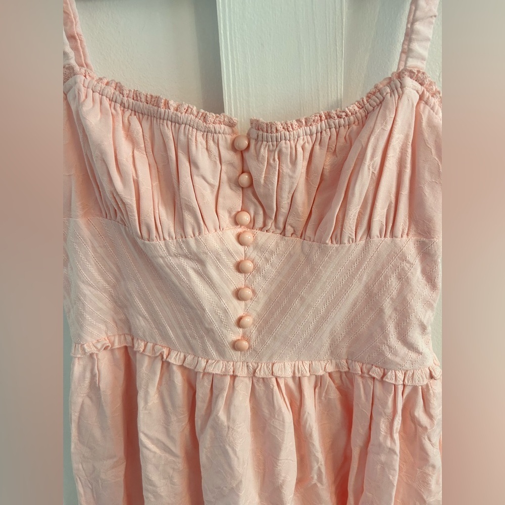 Commense Ruffle Hem Cami Plain Midi Dress peasant boho - Picture 3 of 7
